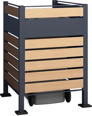 Produktbild von Westmann kovový kryt odpadkového koše Planum 1x240 L vzhled dřeva 90x90x120cm