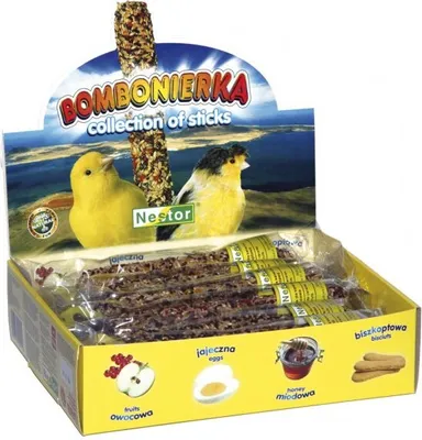 Produktbild von Nestor Kanarienvogel Sticks Leckerbissen 12 Knabberstangen Mix Honig Ei Frucht
