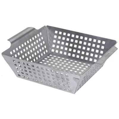 Produktbild von VAGGAN Grillplatte Grillschale Grillpfanne GRILLKORB perforiert 21x25 cm