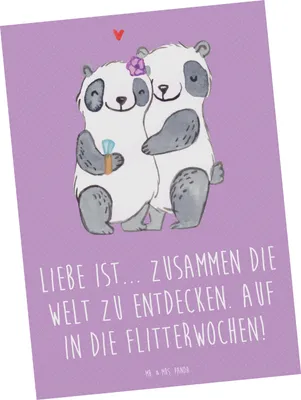 Produktbild von Mr. & Mrs. Panda Postkarte Liebe Flitterwochen - Lavendeltraum - Geschenk, romantische Zeit, einzigartige Hochzeitsgeschenke, Fotokarte, Heiraten, gemeinsame Erinnerungen