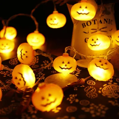 Halloween-Lichterkette, 3 m, 20 Kürbis-LEDs, orange, batteriebetrieben