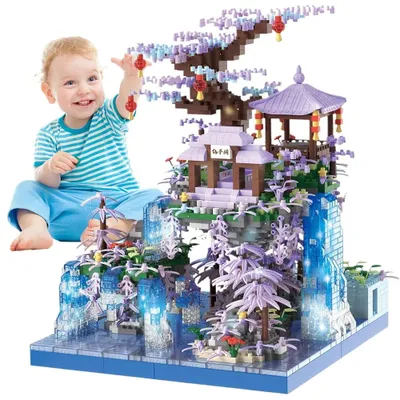 Produktbild von Feenpavillon Architektur Bausteine, Märchenland Sakura Baum und Wasserfällen