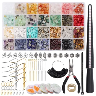 Produktbild von Kristallperlen Bastelset - 1700 Teile, 28 Farben - DIY Schmuckherstellung Kit