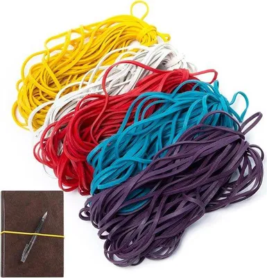 Zdjęcie produktu dla Duże gumki recepturki, 200 sztuk - 180 x 3 mm - kolorowe gumowe opaski - idealne do biura i kreatywnych projektów