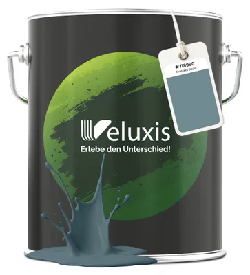 Produktbild von Wandfarbe Grau Petrol Blau Matt Innenfarbe – Deckkraft Klasse 1, VOC-frei, Ohne Grundierung, Tropfarm – Wohnzimmer & Schlafzimmer – 5L – Veluxis (Frosted Jade)