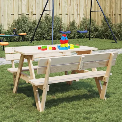 Produktbild von Möbel2024 Picknicktisch für 4 Kinder mit Schirmloch Massivholz Tanne Gartentische 536232