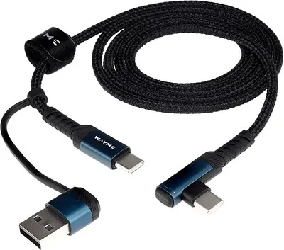 Immagine prodotto di WAYME Cavo di ricarica e sincronizzazione, intrecciato in microfibra, 100 cm, USB / C > USB-C 90°, max 60W
