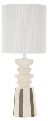Image de Lampe de table Tribal 26,5 x 67 x 26,5 cm Fer Céramique Tissu Blanc Beige Marron