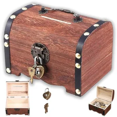 Immagine prodotto di Salvadanaio in legno massiccio decorativo 14,5x10x9,5 cm