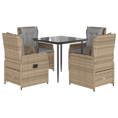 Immagine prodotto di vidaXL set da pranzo da giardino 5 pezzi con cuscini Beige poly rattan