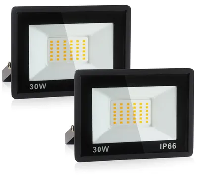 LED-Außenstrahler 2er-Set, 30 W, 3000 K, schwarz, wasserdicht