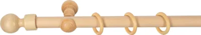 Produktbild von SN Deco - Stilgarnitur Gardinenstange Vorhangstange Giro, Holz, Klassikträger offen, 28 mm, 1-Lauf, Komplettset mit Ringen, Farbe Natur, 160 cm