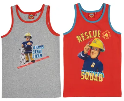 Obrázek produktu pro United Labels Fireman Sam vesta pro chlapce dětské tílko tričko spodní prádlo šedá/červená 98/104 (balení 2)