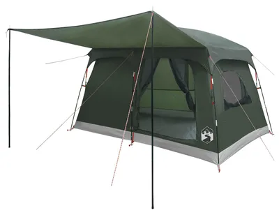 Obrázok produktu pre vidaXL Rodinný stan so strechou, olivovo zelený, 380 x 260 x 190 cm, polyester