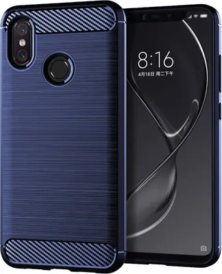 Produktbild von Schutzhülle Handyhülle für Xiaomi Mi 8 Pro Case Cover Carbon Optik Blau