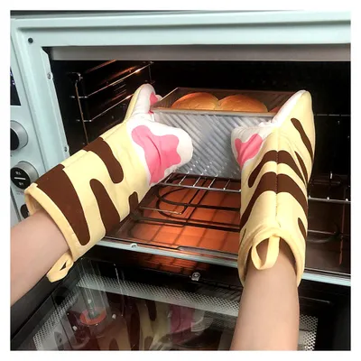 Produktbild von Ofenhandschuh mit Katzenpfoten - Hitzebeständiger Kochhandschuh für Grillen, Backen und Kochen