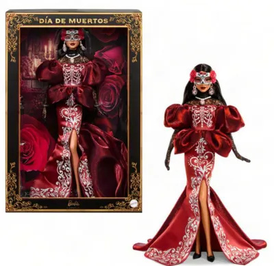 Produktbild von Barbie Signature „Día De Muertos“-Puppe 2026 mit seidenem Meerjungfrauen-Kleid und abnehmbarer Calavera-Maske, Modepuppe, Weiblich, 6 Jahr(e), Junge/Mädchen, 212,1 mm, Mehrfarbig