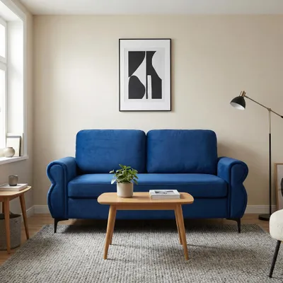 Produktbild von Kompaktes 2-Sitzer Sofa, Federkern, langlebig, Blau, für Apartments