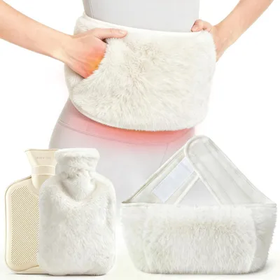 Image de Ceinture chauffante 3 en 1, 130 cm de long, blanche, en peluche