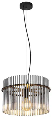 Produktbild von LED Pendelleuchte, Schwarz, Glasstäbe rauch, D 40 cm