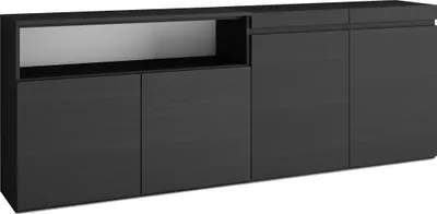 Immagine prodotto di COZY Credenza, Mobile, Cucina, 200x35x75cm, 4 Porte, grande stoccaggio, Nero