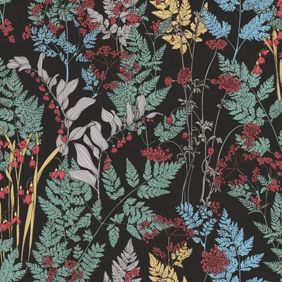 Produktbild von Profhome 377511-GU Blumen Tapete Floral matt schwarz grün gelb 5,33 m2
