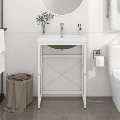 Zdjęcie produktu dla Living Store Szafka łazienkowa z umywalką z białego żelaza