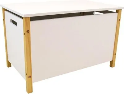 Produktbild von Spielzeugkiste aus Holz, SCANDIWOOD FUN HOUSE, Weiß und Beige, 60x36x37,5 cm, Ab 36 Monaten