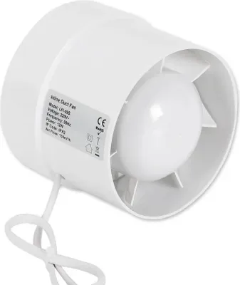 Produktbild von Abluftventilator - Rohrventilator - Durchmesser 10 cm - Luftleistung 100 m³/h - 34 dB Leise - 2400 U/min - 12 W 220 V 50 Hz - Weiß