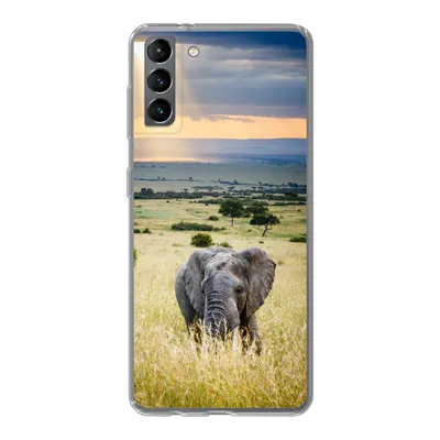 Produktbild von MuchoWow® Handyhülle Schutzhülle Hülle für Samsung Galaxy S21 Plus Elefant - Tiere - Landschaft - Sonne - Natur Silikon Softcase Handy Hülle - Handy-Tasche