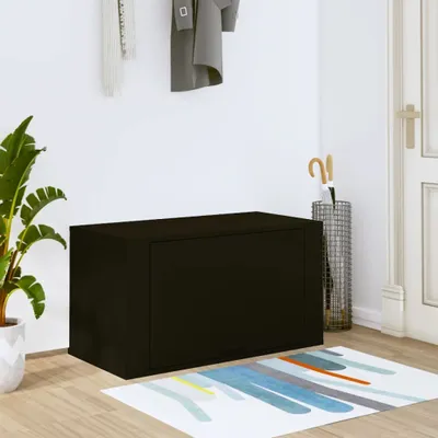 Image de The Living Store Armoire à chaussures murale Noir 70x35x38 cm Bois composite