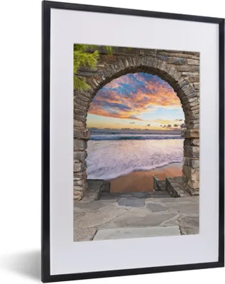 Produktbild von MuchoWow® Gerahmtes Poster Abend - Meer - Strand - Aussicht 30x40 cm - Poster mit Schwarzem Bilderrahmen Wandposter Rahmen Foto Bilder - Wandposter Schlafzimmer