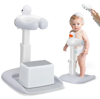 Image de Support pour siège de bain pour bébé, avec chaise de douche, réglable, avec tapis antidérapants, pour enfants de 6 à 36 mois