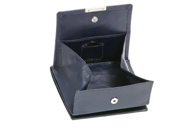 Produktbild von Wiener-Schachtel mit großer Kleingeldschütte RFID Schutz Folie LEAS, in Echt-Leder, dunkelblau - LEAS Special Edition