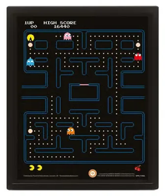 Obrázek produktu pro Pac-Man – Labyrint 3D Lentikulární zarámovaný plakát CD1401 (jednotná velikost) (černý)