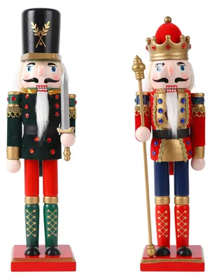 2er-Set Nussknacker-Soldat Holzfigur 30 cm Weihnachtsdeko