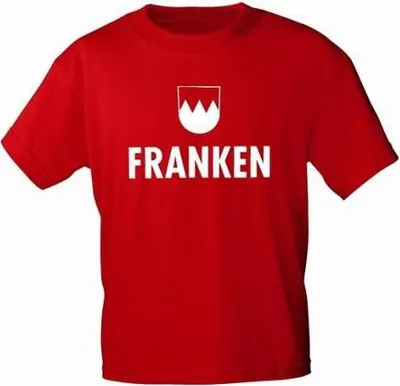 Produktbild von T-Shirt mit Print - Franken Emblem - 09387 rot - Gr. S-XXL Größe - XXL