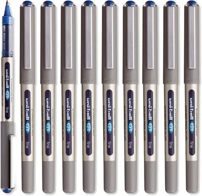 Produktbild von uni-ball Uni Mitsubishi Pencil - 10 Kugelschreiber, Feinspitze UB-157 - Kugelstift mit flüssiger Tinte, blau - Schreibspitze 0,7 mm