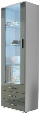 Productafbeelding van Vitrine SINDI SH1F, wit/grijs, hoogglans