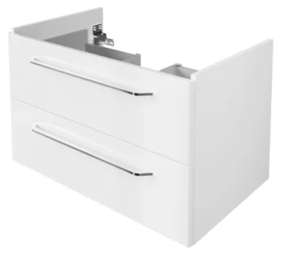 Produktbild von FACKELMANN Waschtischunterschrank MILANO / Badschrank mit Soft-Close-System / Maße (B x H x T): ca. 80 x 49,5 x 48 cm / Waschbeckenunterschrank mit 2 Schubladen / Korpus: Weiß / Front: Weiß