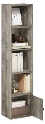 Bücherregal mit 5 Ebenen und 1 Tür, Französische Eiche