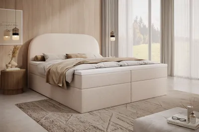 Produktbild von MyBed Zen box spring bed Čalúnená posteľ Čelo postele Úložný priestor 180x200 Bonnell matrac H3 Topper Beige Velvet
