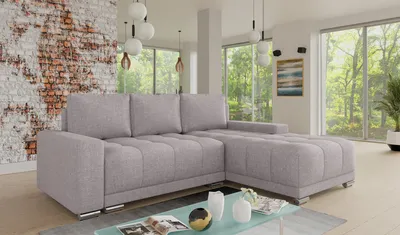 Produktbild von Ecksofa Pavo mit Schlaffunktion und Bettkasten - L-Form Couch mit Bonell-Federkern, Polsterecke, Couchgarnitur, Eckcouch, Sofa, Sofagarnitur (Sawana 84)