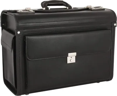 Produktbild von Leder Aktenkoffer Pilotenkoffer Laptop Arbeits Koffer Schwarz 46 cm Bowatex