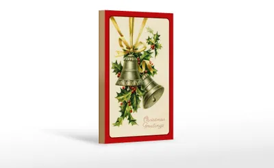 Produktbild von Holzschild Weihnachtszweig Glocke Christmas 12x18 cm Dekoration