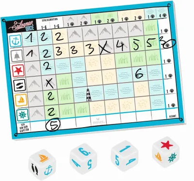 Produktbild von moses. Sailorman Dice Würfelspiel – Roll & Write Spiel für 2-4 Spieler ab 10 Jahren