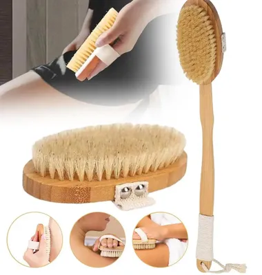 Zdjęcie produktu dla Szczotka – szczotka do kąpieli i masażu – długi uchwyt – lufa – peeling – do użytku na plecach i całym ciele – sznurek do zawieszenia