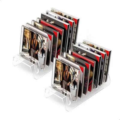 Imagen del producto de Soporte transparente de acrílico para discos de vinilo, con 8 compartimentos, organizador para discos