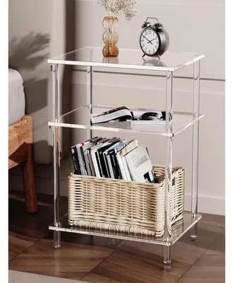 Image de Table d'appoint en acrylique transparente avec porte-revues, dimensions : 45 x 39 x 30 cm