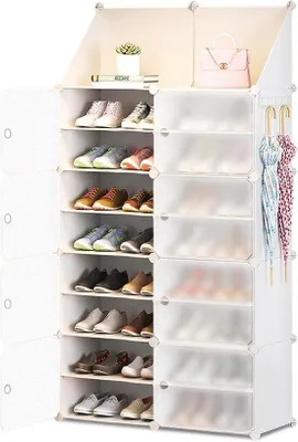 Produktbild von Famanu Schuhregal erweiterbar für 16-32 Paar Schuhe - Weiß - geeignet für Flur und Schlafzimmer